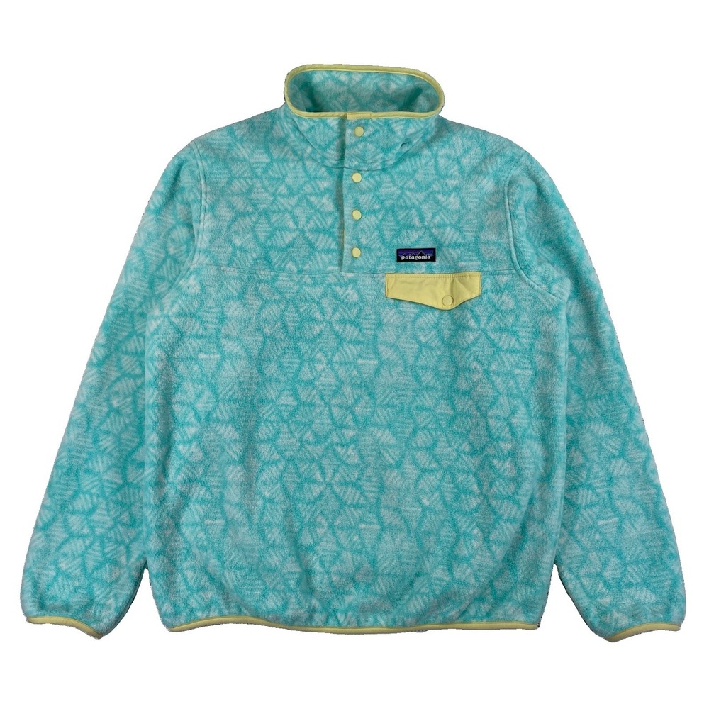 Patagonia Synchilla Snap-T Pullover Batik Hex Women's Medium Big Bend Blue